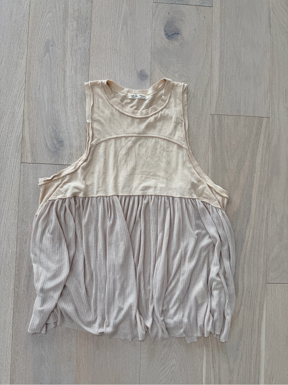 Free People Women's Sleeveless Two-Tone Pleated Tank Top - Beige